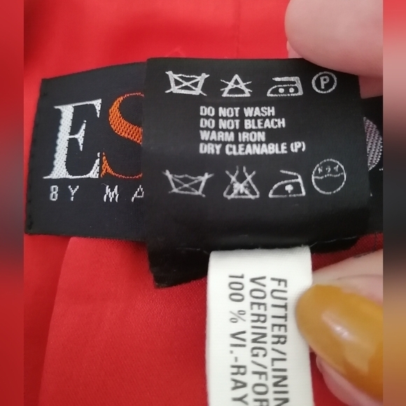 Vintage Escada '80s Margaretha Ley Wool Longline Single Breasted Red Blazer 34 4 - Picture 15 of 17